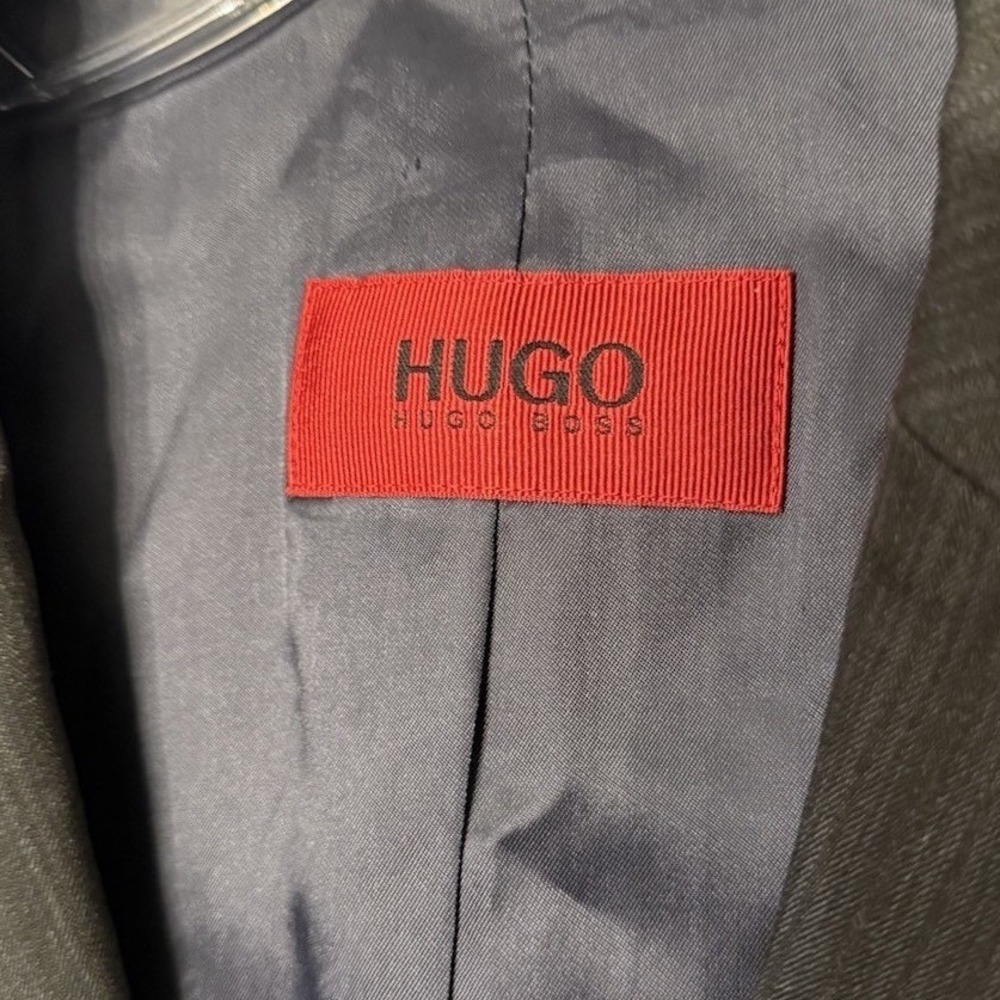 HUGO BOSS Aamon/Hago Men's Charcoal Pinstripe Wool Suit Blazer Size 46 Business - Picture 3 of 16